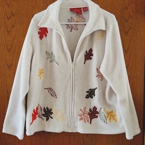 Misses XL (18) beautiful fall leaves zipfront fleece